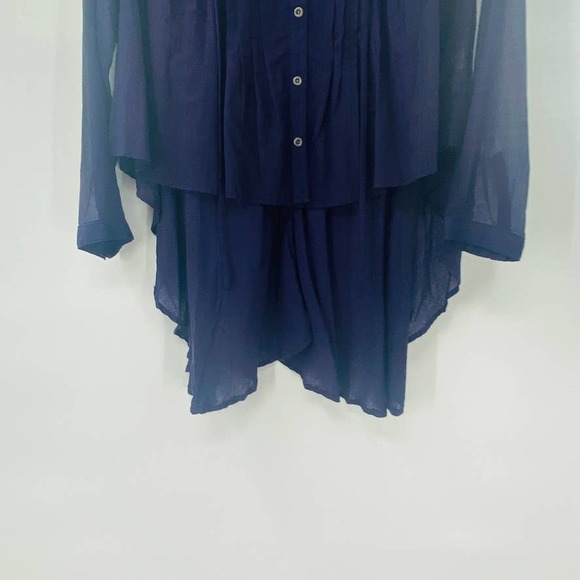 Free People Sisters of the Moon Pleated Button Front High Low Purple Top Size XS - Picture 11 of 13
